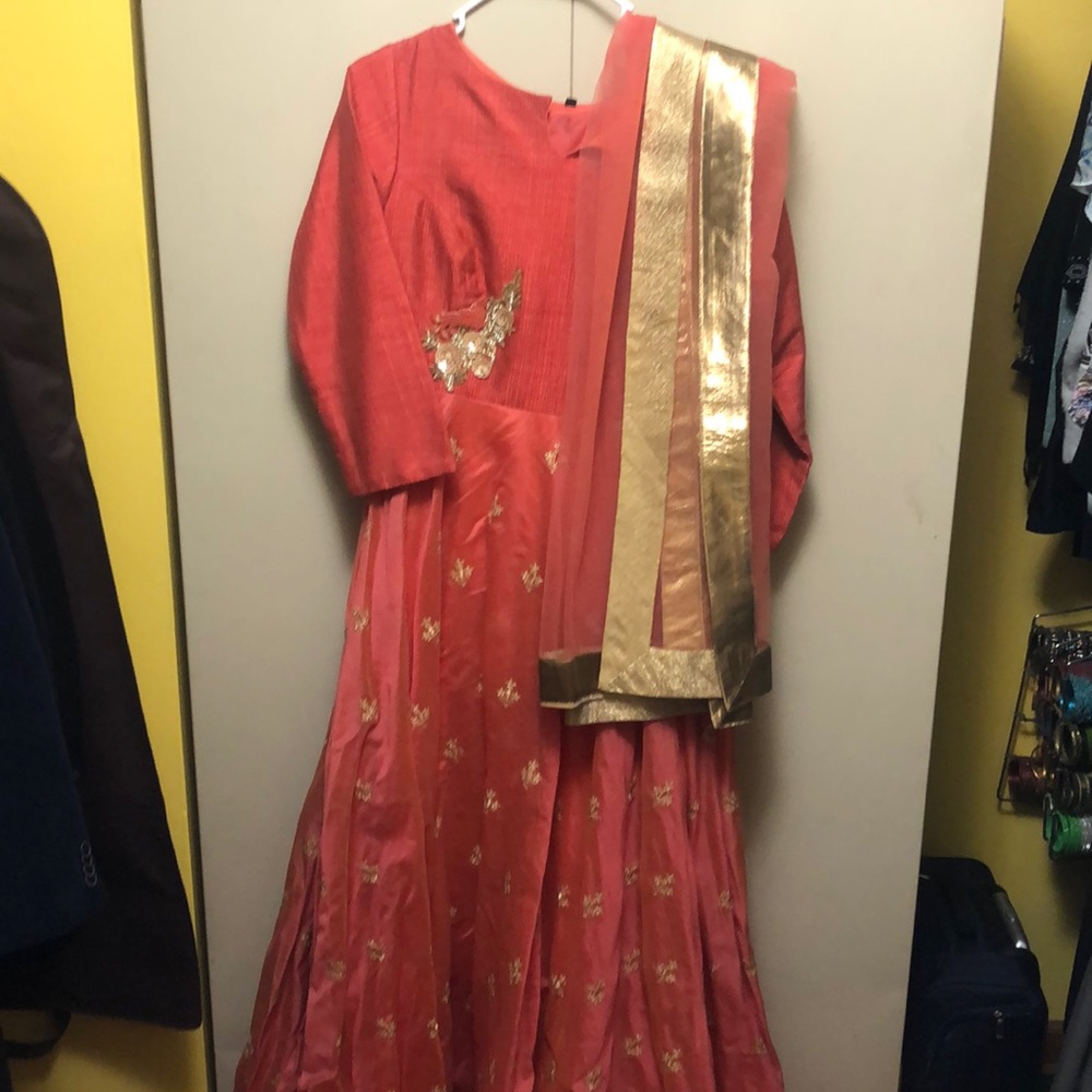 Coral long indian gown dress